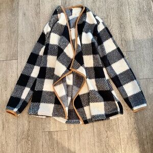 C&C California Black and White Plaid Cardigan Jacket